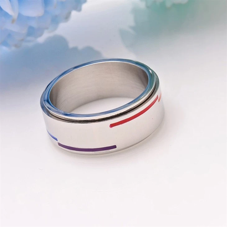 Rainbow Stripe Stainless Steel Spinner Ring suppliers