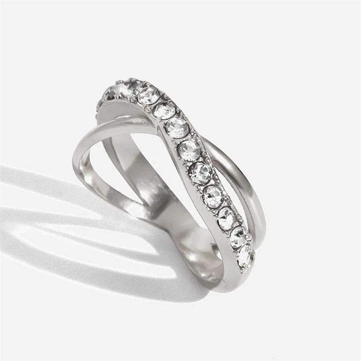 CZ Cross Over Ring high quality