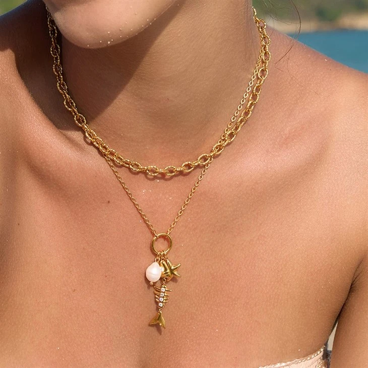 Fish Bone Pendant Gold Necklace price