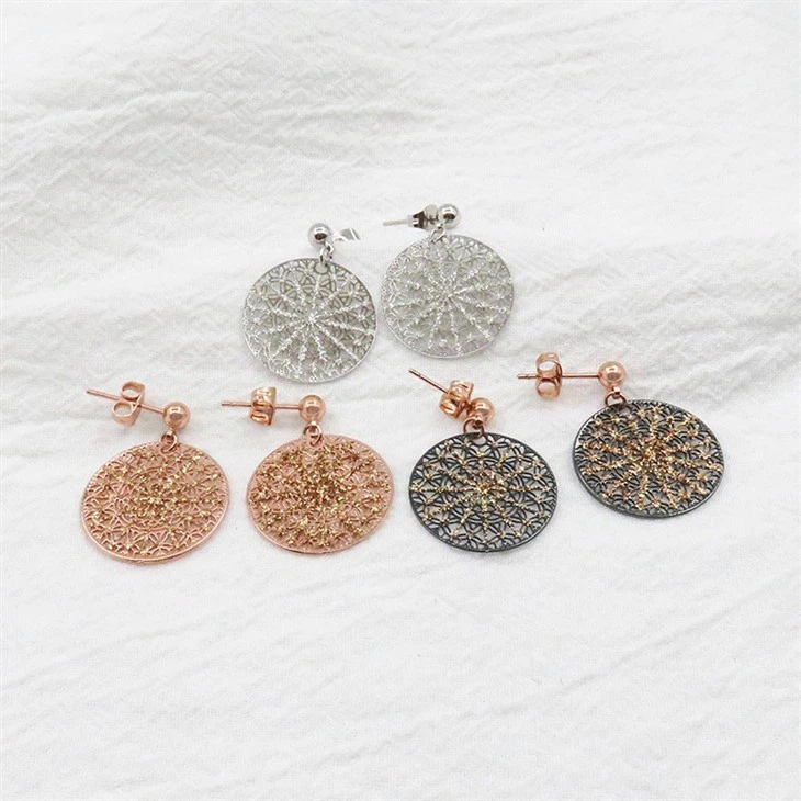 Geometric Filigree Disc Earrings