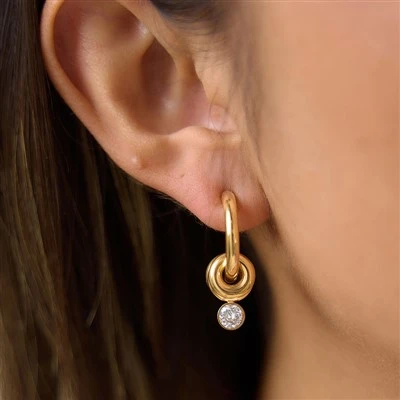 CZ Drop Interlock Hoop Subang