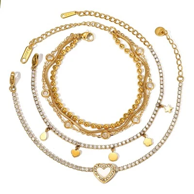 Gelang Zirkon Keluli Tahan Karat Digilap