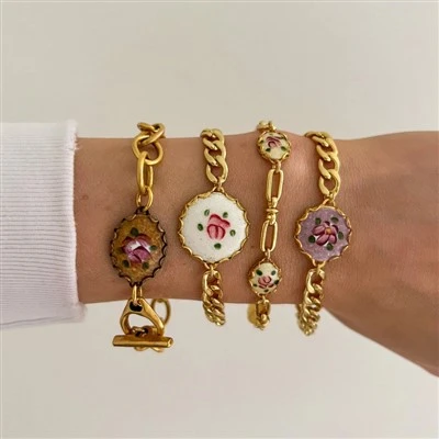 Gelang Cetak Bunga Vintage