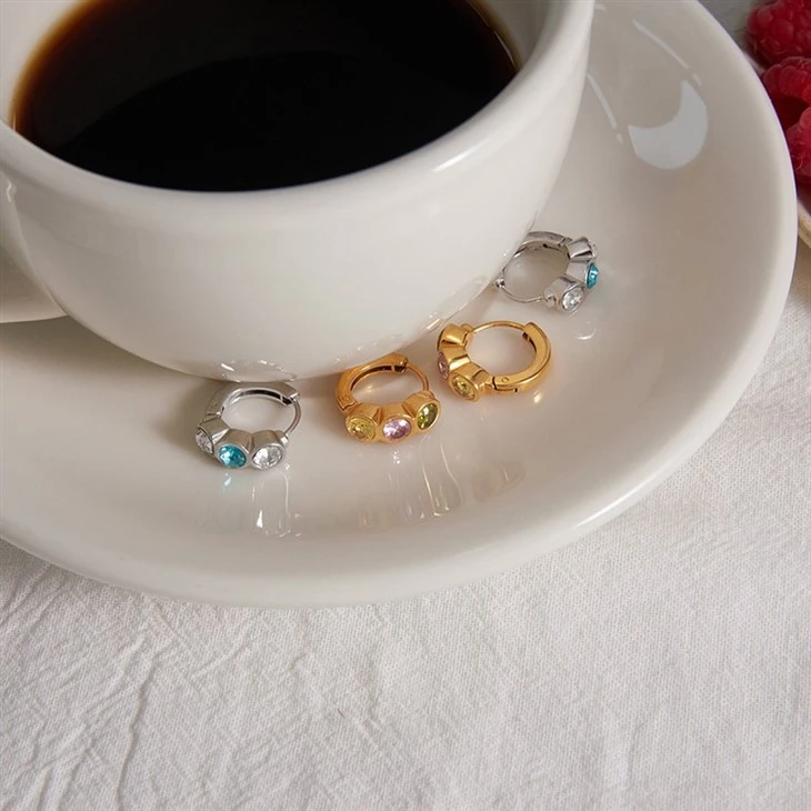Spring Color CZ Huggie Hoops factory