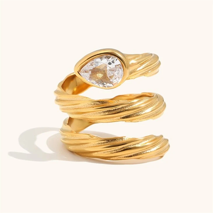 Teardrop CZ Triple Spiral Riasng factory