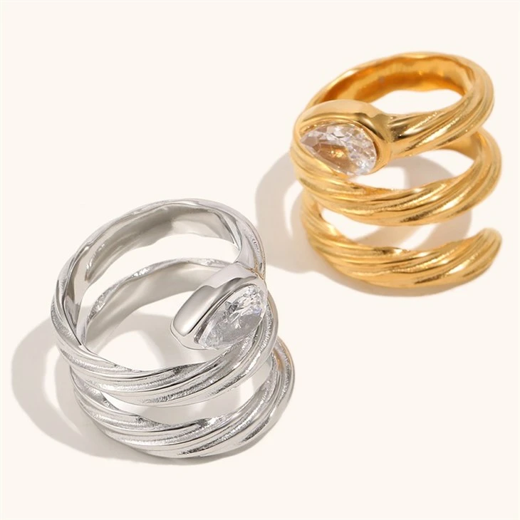 Teardrop CZ Triple Spiral Riasng suppliers