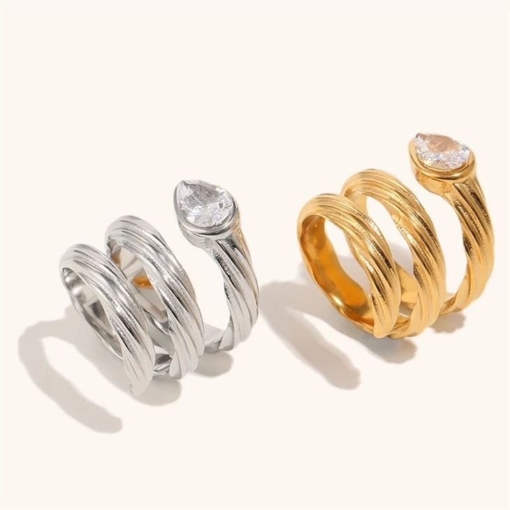 Teardrop CZ Triple Spiral Riasng factory